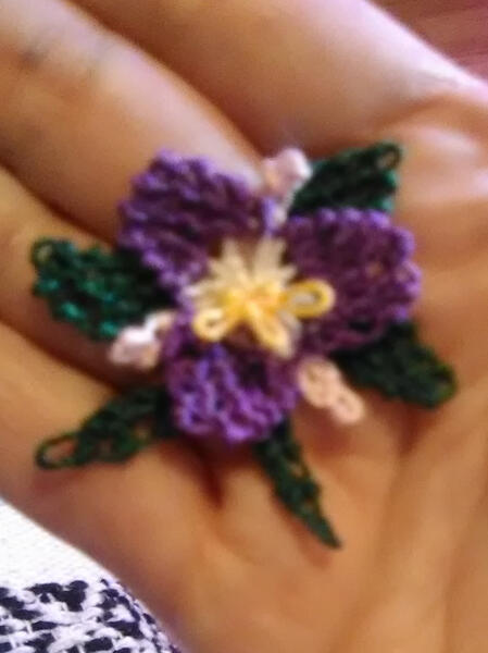 Esther's thai orchid from the beginner's book. Lace Guild of Oklahoma, Midwest City, OK.