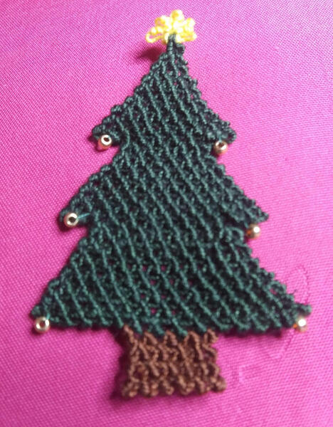 Esther's 1st place winning original lace ornament with the Lace Guild of Oklahoma. Midwest City, OK.