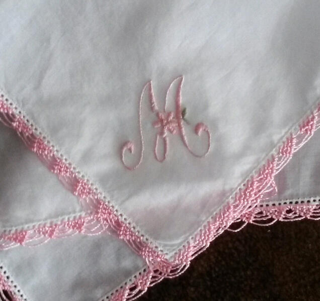 Jean's beautiful handkerchief using the doily lace edging pattern from the Dogwood Guild Virtual Class in June.
