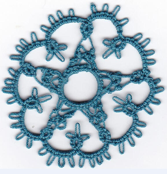 Joan's original hybrid of tatting and knotted needle lace. Dogwood Lace Guild, Springdale, AK.