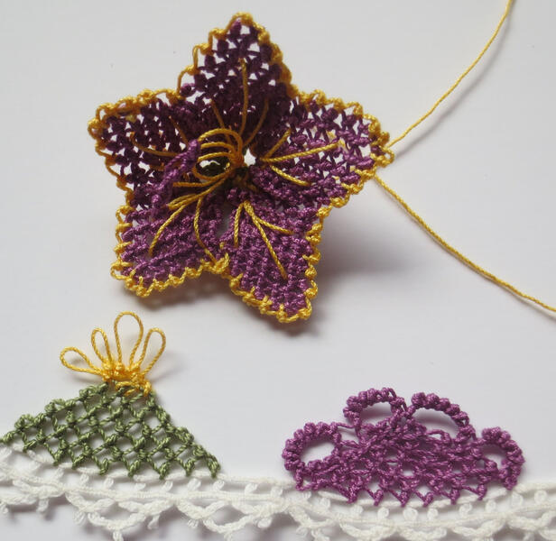 Loretta's lacework showcasing all the patterns from the virtual class with Lace Museum in Sunnyvale California.