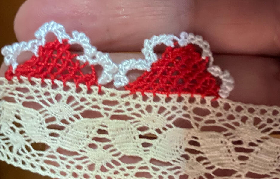 Joanna's beautiful lace edging from the virtual class with Lace Museum in Sunnyvale, California.